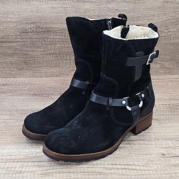 UGG Endell Women's Size 9 Black Harness Biker Suede Boots (5604) - Picture 9 of 9